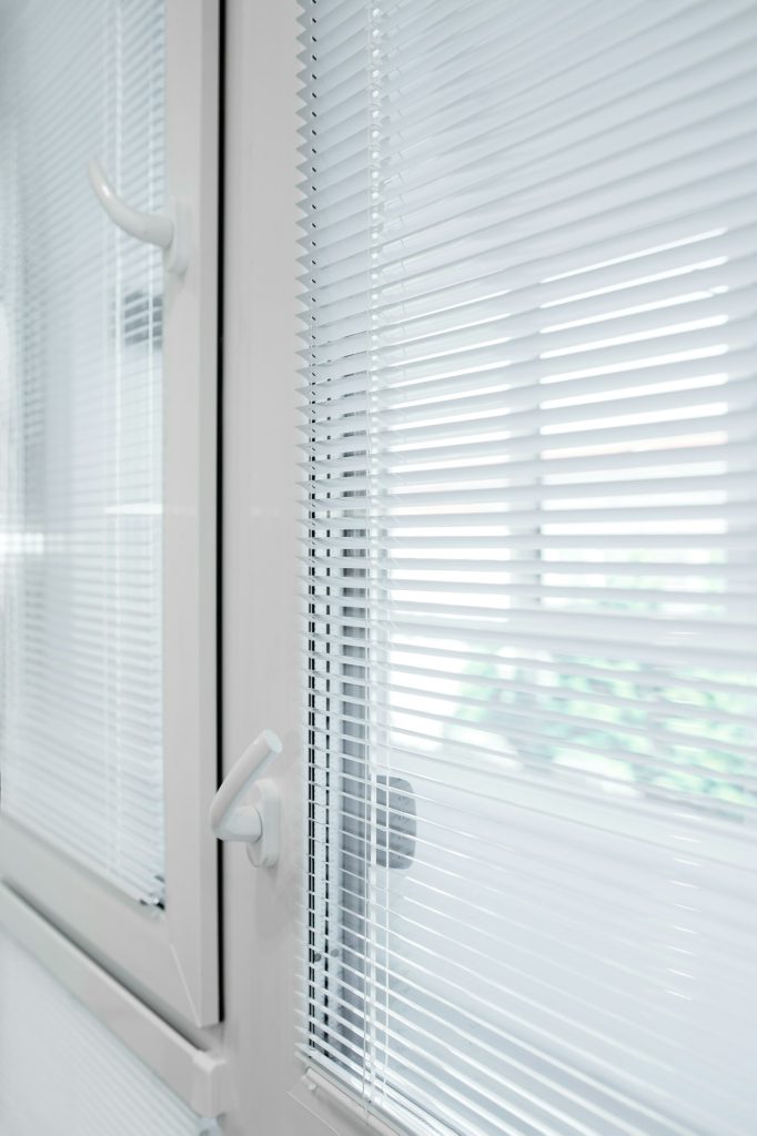 Window and blinds.